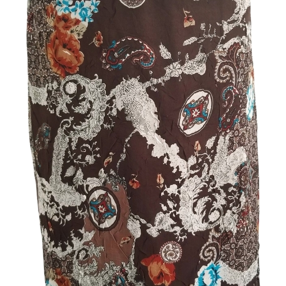 Y2K brown paisley floral ruffle hem maxi skirt - Picture 4 of 8
